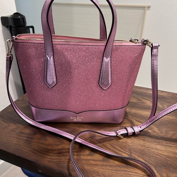 Pink glitter Kate Spade handbag with optional/detachable shoulder strap - Picture 3 of 4